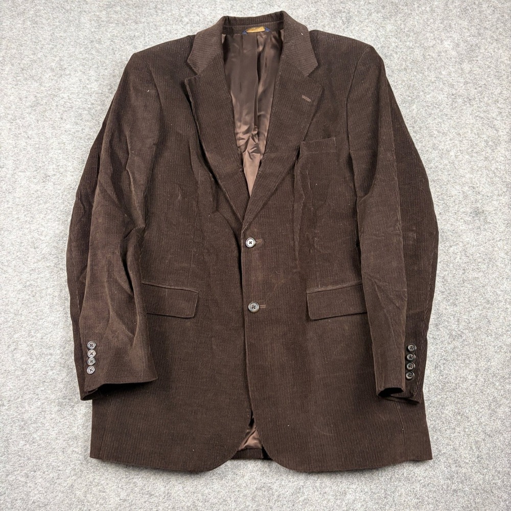 Brooks Brothers Corduroy Blazer Mens 42L Brown 2 Button Sport Coat Jacket Lined - Picture 1 of 11